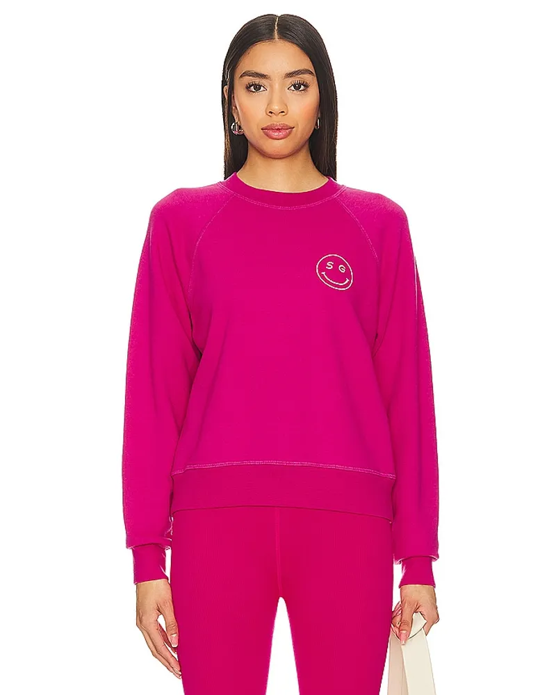 Spiritual Gangster RUNDHALS SG SMILEY FOREVER in Fuchsia Fuchsia