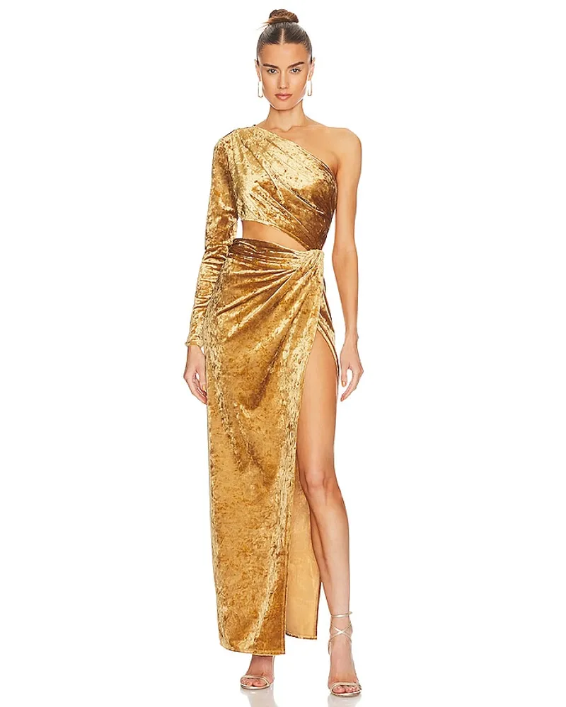 Ronny Kobo MAXIKLEID LORINNA in Metallic Gold Metallic