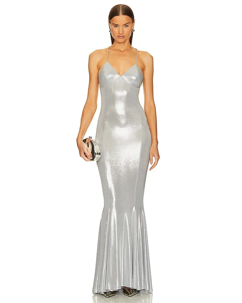 Norma Kamali ABENDKLEID in Metallic Silver Metallic