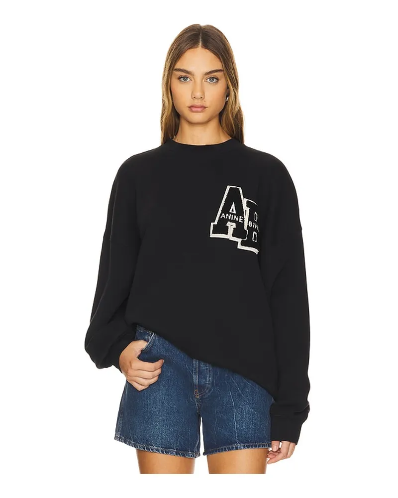 Anine Bing Miles Letterman Sweatshirt in Black Black