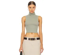 TOP JERSEY CROPPED TURTLENECK in Sage