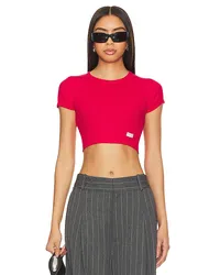 Alexander Wang CROPPED-T-SHIRT MIT RUNDHALSAUSSCHNITT in Red Red