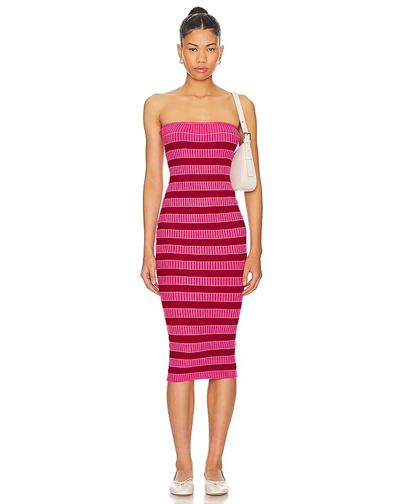 MORE TO COME KLEID LESLEY RIBBED STRAPLESS in Pink Pink