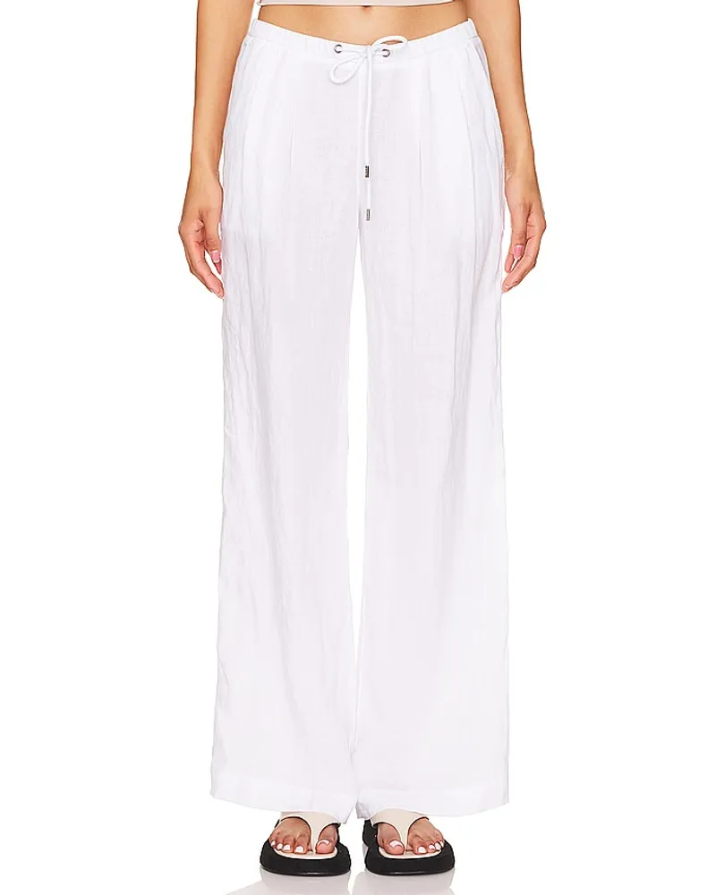 James Perse Wide Leg Relaxed Linen Pant in White White