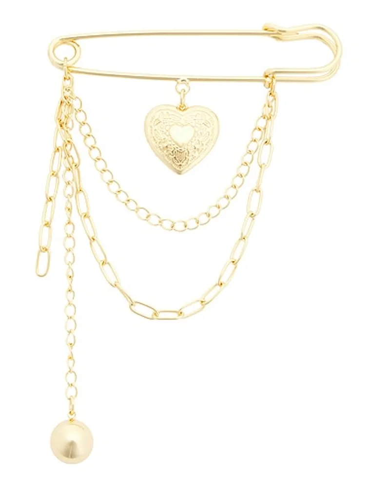 petit moments BROSCHE HEART CHAIN in Metallic Gold Metallic