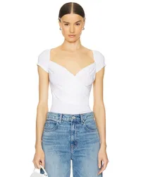 Norma Kamali Cap Sleeve Sweetheart Side Drape Top in White White