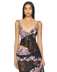 For Love and Lemons CROP-TOP ROSALYN in Black Black