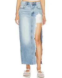 GRLFRND Blanca Maxi Skirt With High Slit in Blue Blue