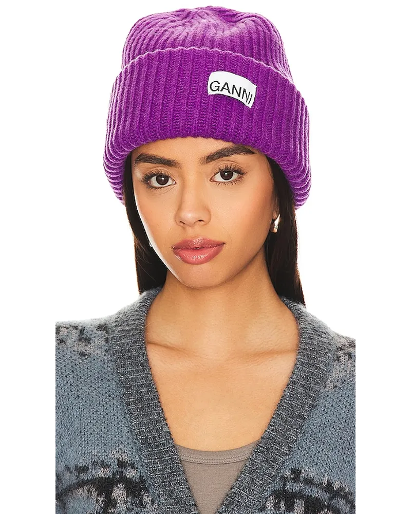 Ganni BEANIE in Purple Purple