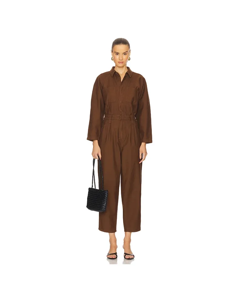 Frame Denim Standaway Pocket Jumpsuit in Brown Brown