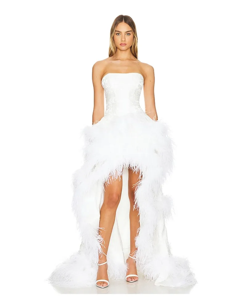 BRONX AND BANCO ABENDKLEID LOUISA BLANC STRAPLESS FEATHER in White White