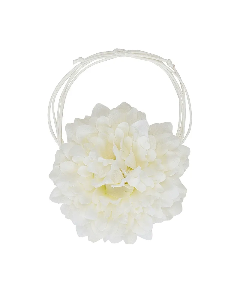 petit moments Dahlia Flower Necklace in White White