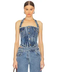 Monse BUSTIER-OBERTEIL AUS DENIM MIT NACKENTRÄGER in Blue Blue