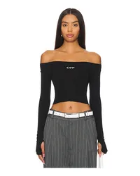 OFF-WHITE TOP MIT TIEFEM RUNDEM AUSSCHNITT OFF STAMP in Black Black