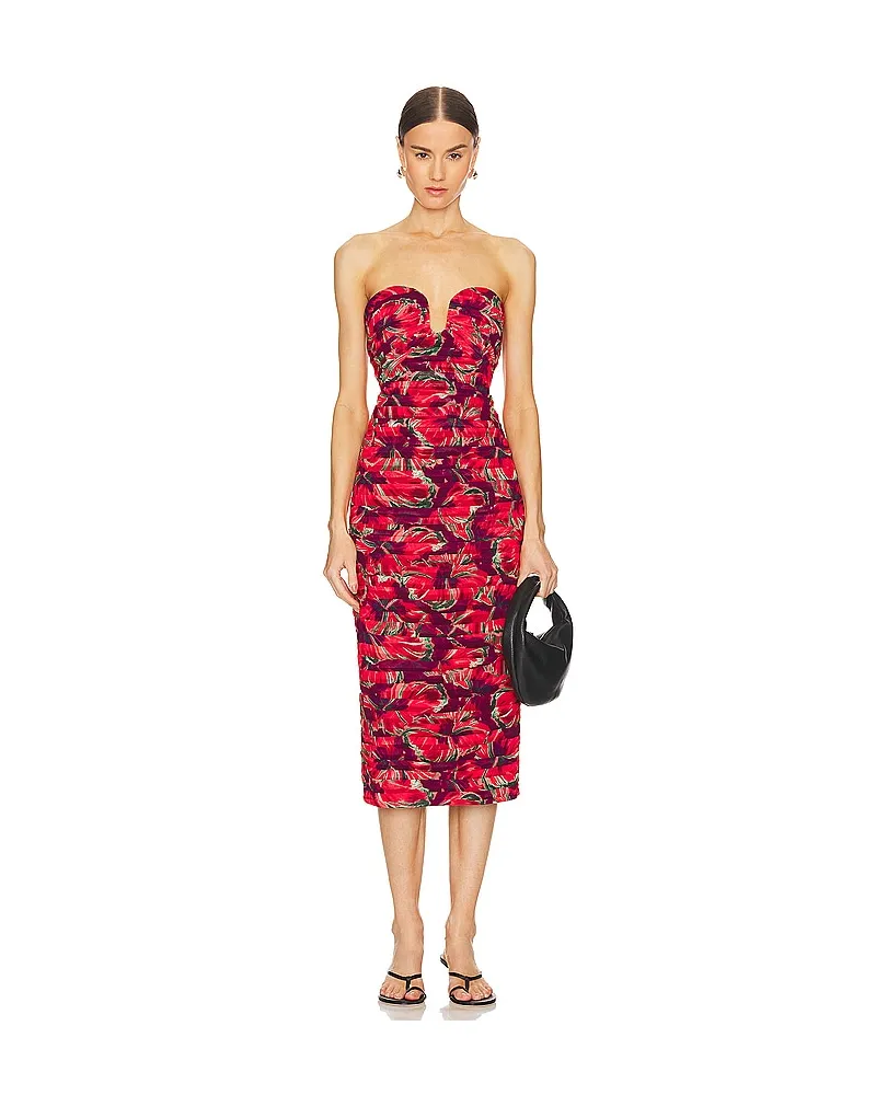 Milly MIDI-KLEID WINDMILL FLORAL in Red Red