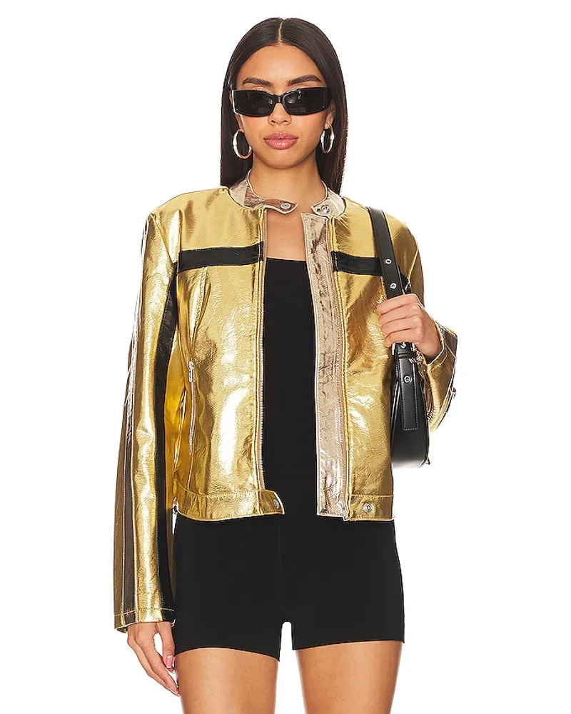 Free People JACKE WE THE FREE FAST LANE in Metallic Gold Metallic