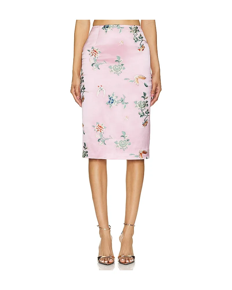 Kim Shui Embroidered Pencil Skirt in Pink Pink