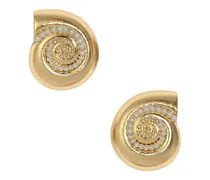 La Mer Pearl Bezel Earring in Metallic Gold