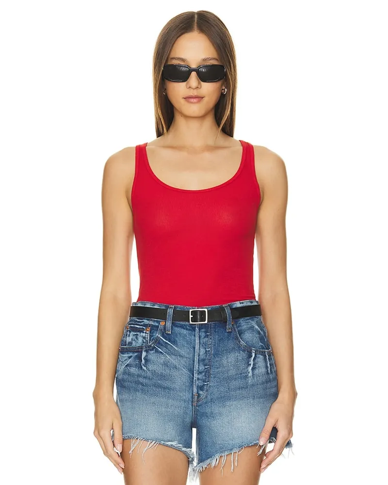 Michael Lauren GERIPPTES TOP MASON BASIC in Red Red