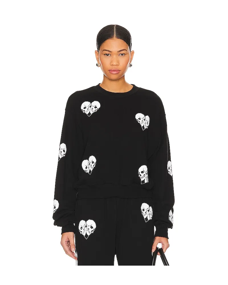 Lauren Moshi CROPPED-PULLOVER SPALDING SKULL HEART in Black Black