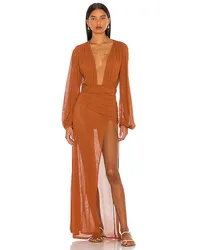 Camila Coelho MAXIKLEID KIMBER in Cognac Cognac