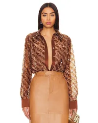 Camila Coelho BLUSE PARIA in Metallic Bronze Metallic