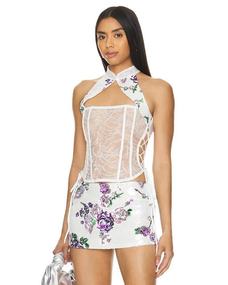 Kim Shui BUSTIER-TOP MIT PAILLETTEN in Purple Purple