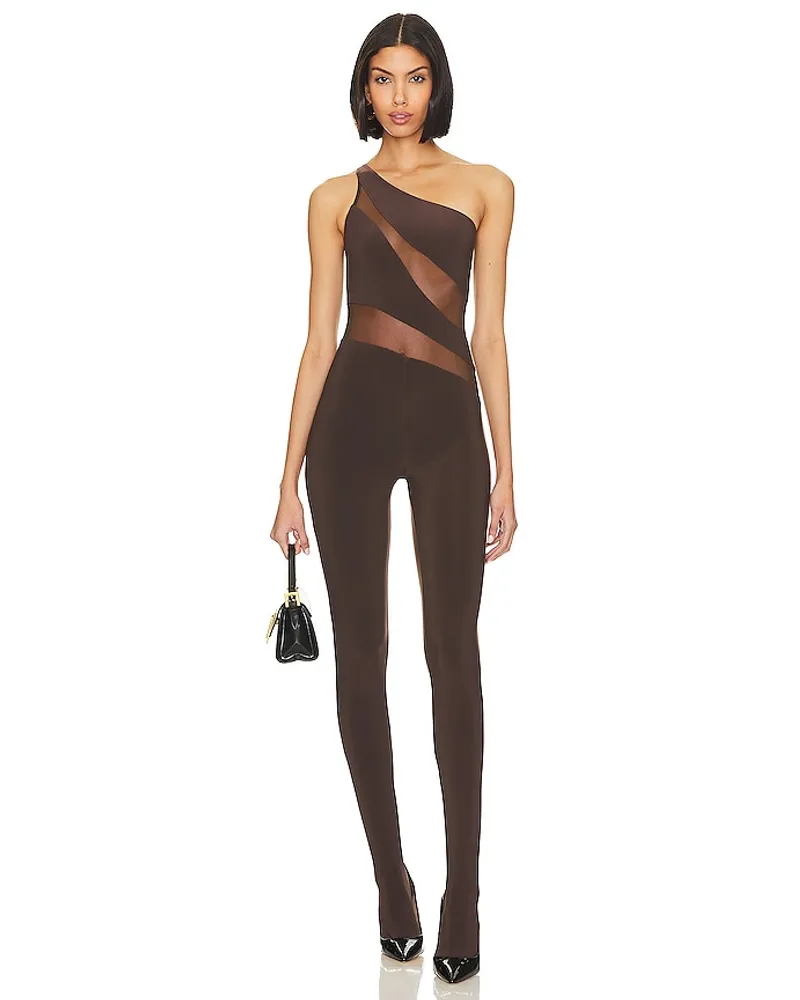 Norma Kamali CATSUIT SNAKE in Chocolate Chocolate