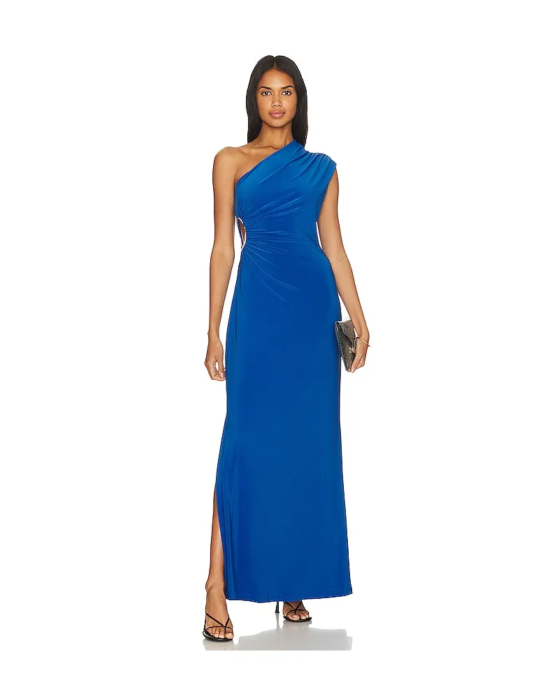 BCBGMAXAZRIA ONE-SHOULDER-MAXIKLEID MIT CUT-OUT in Blue Blue