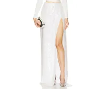 Sequin High Waist Maxi Skirt in White
