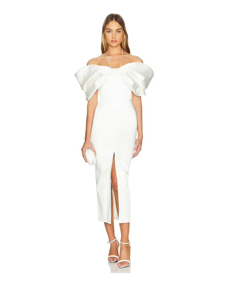 RASARIO Bow Embellished Midi Dress in White White