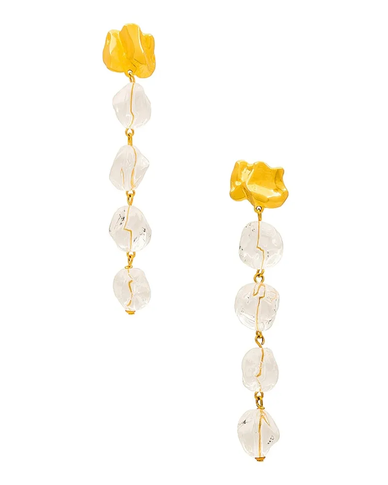 Sterling King Lucite Mini Drop Earrings in Metallic Gold Metallic