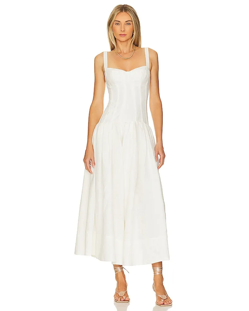 NICHOLAS Makenna Drop Waist Corset Midi Dress in Cream Cream