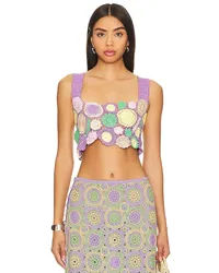 AGUA BENDITA CROP-TOP TANIT in Lavender,Green Lavender