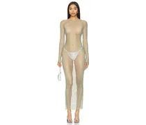 Fishnet Long Sleeve Dress in Nude