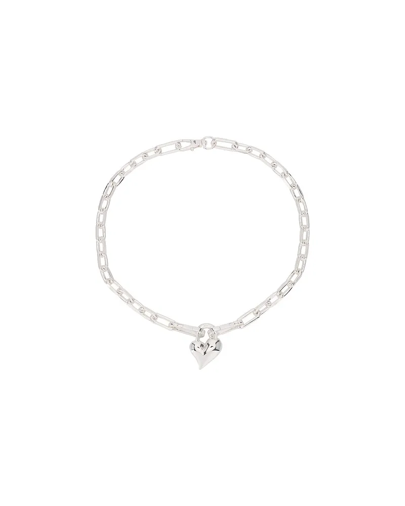 Jenny Bird HALSKETTE HEART PADLOCK in Metallic Silver