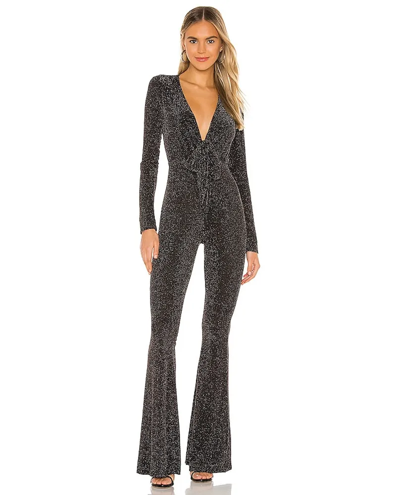 Show Me Your Mumu JUMPSUIT MIT AUSGESTELLTEM BEIN MARTINA in Black,Metallic Silver Black