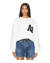 Anine Bing Miles Letterman Sweatshirt in White White