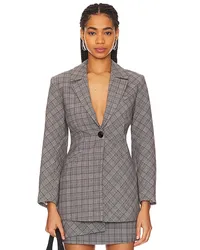 Ganni BLAZER CHECK MIX in Grey Grey