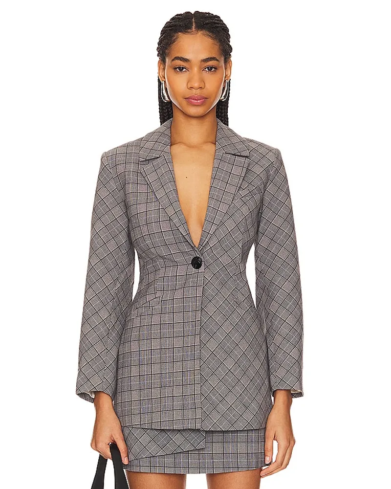 Ganni BLAZER CHECK MIX in Grey Grey