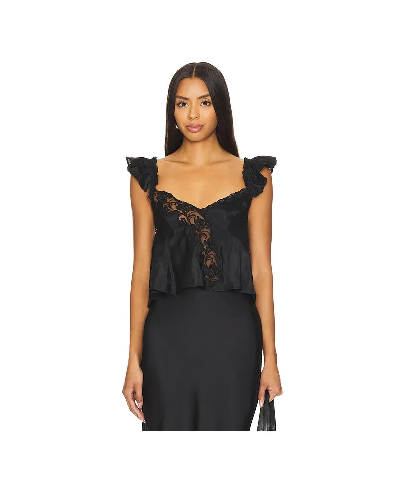 Free People TOP AUS SPITZE HARMONY in Black Black