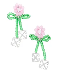 OFF-WHITE Flower Beads Earrings in Green Green