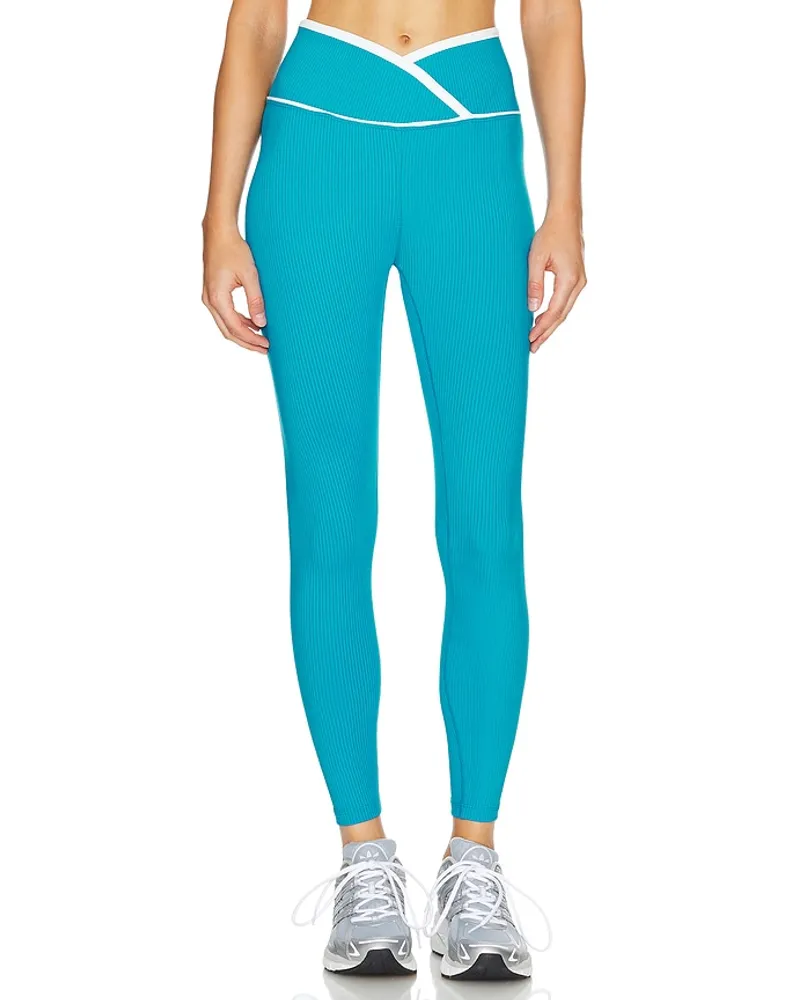 Year of Ours LEGGINGS RIBBED TWO TONE VERONICA in Teal Teal