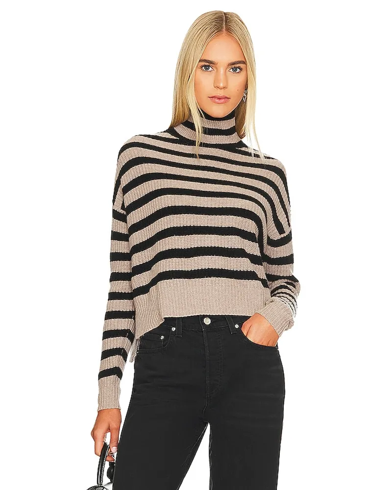 Autumn Cashmere STRICK STRIPED TURTLENECK in Beige Beige