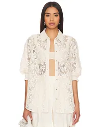 Free People BUTTON-DOWN-HEMD MIT SPITZE FREE PEOPLE IN YOUR DREAMS in Beige Beige