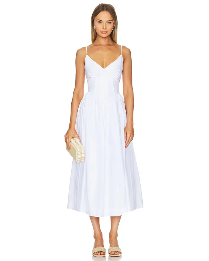 NICHOLAS Becker Princess Waist Midi Dress in White White