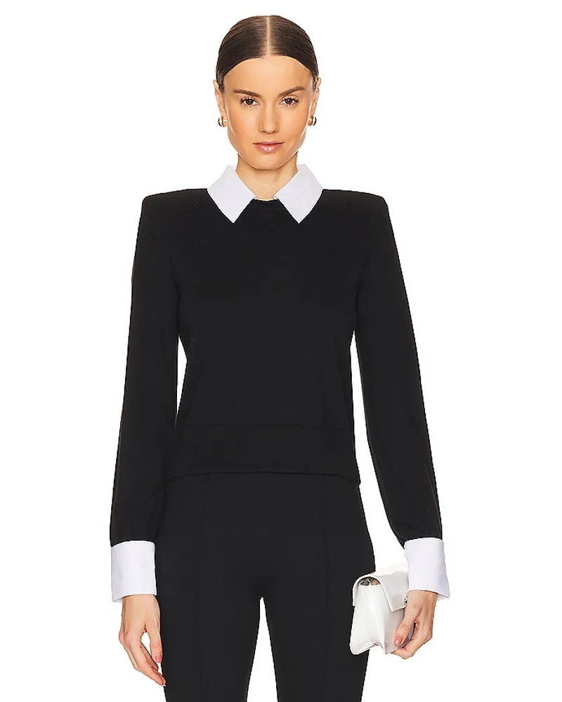 L'Agence April Poplin Collar Pullover in Black Black