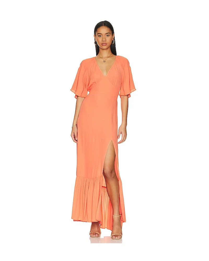 Bobi MAXIKLEID FLUTTER SLEEVE in Coral Coral