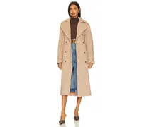 OVERSIZED-TRENCHCOAT MIT FISCHGRÄTMUSTER in Tan