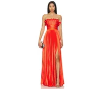 Losey Ruffle Neck Gown in Red